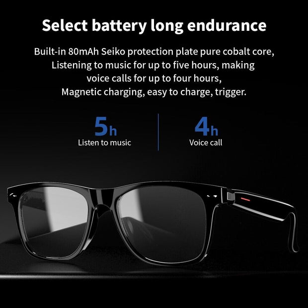 Bluetooth Glasses Men , Sunglasses Voice Control Open Ear Listen to Music Calls