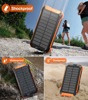 Portable External Solar Power Bank 4 USB Battery Charger for Phone with LED