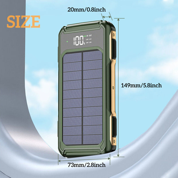 Portable External Solar Power Bank 4 USB Battery Charger for Phone with LED