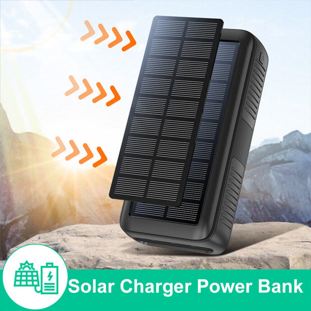 Portable External Solar Power Bank 4 USB Battery Charger for Phone with LED