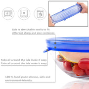 6 PCS Silicon Reusable Stretch Lids Food Bowl Containers Dishes Covers