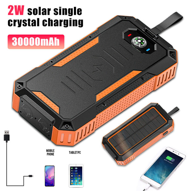 Portable External Solar Power Bank 4 USB Battery Charger for Phone with LED