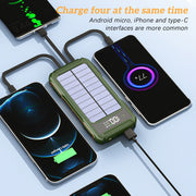 Portable External Solar Power Bank 4 USB Battery Charger for Phone with LED