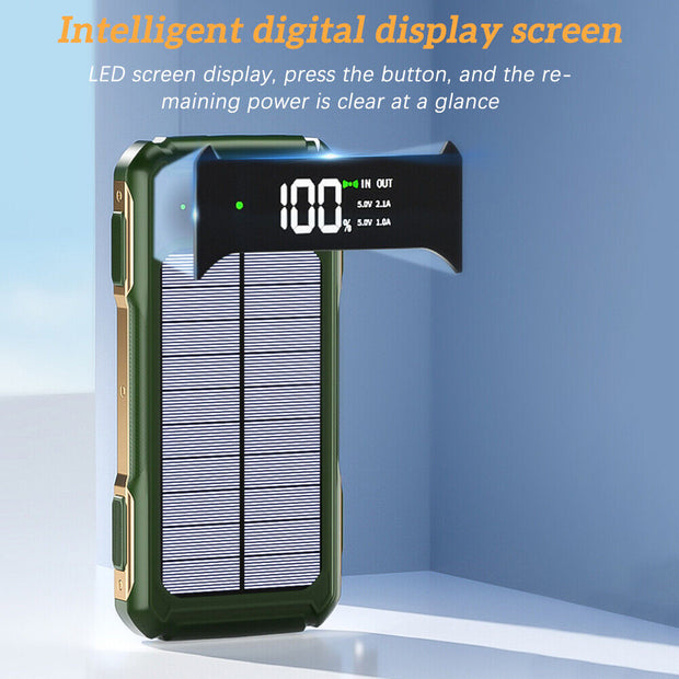 Portable External Solar Power Bank 4 USB Battery Charger for Phone with LED