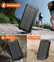 Portable External Solar Power Bank 4 USB Battery Charger for Phone with LED