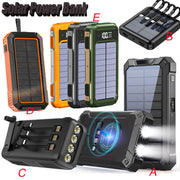 Portable External Solar Power Bank 4 USB Battery Charger for Phone with LED