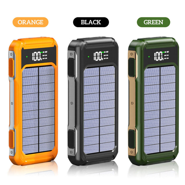 Portable External Solar Power Bank 4 USB Battery Charger for Phone with LED