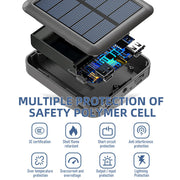 Portable External Solar Power Bank 4 USB Battery Charger for Phone with LED