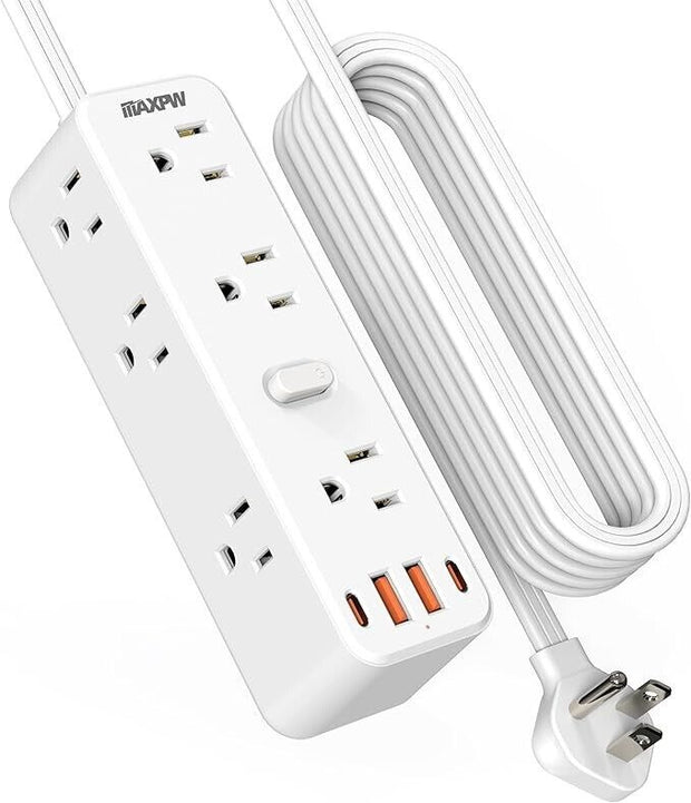 Surge Protector Power Strip with 9 Outlet Extender and 4 USB Ports (2 USB-C)..