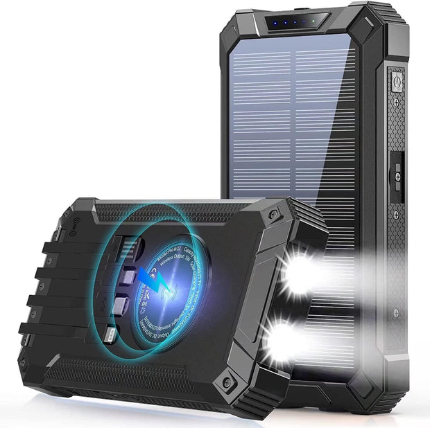 Portable External Solar Power Bank 4 USB Battery Charger for Phone with LED