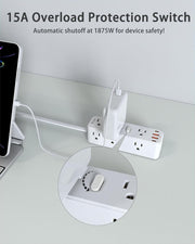 Surge Protector Power Strip with 9 Outlet Extender and 4 USB Ports (2 USB-C)..