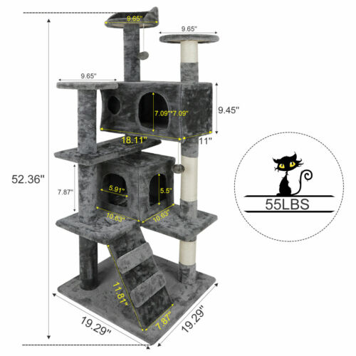 Cat Tree Tower 55" Activity Center Large Playing House Condo for Rest